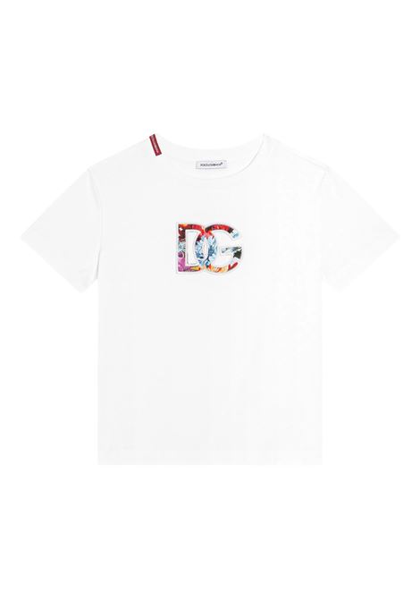 T-Shirt Bianca Con Logo DG Floreale DOLCE & GABBANA KIDS | L5JTNK-G7PHQW0800